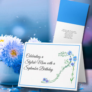 Carte Joyeux anniversaire de septembre Maman Fleurs d'as