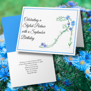 Carte Joyeux anniversaire de septembre Partner Blue Aste