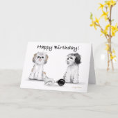 Carte Joyeux anniversaire de Shitzu (Fleur jaune)