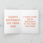 Carte Joyeux Anniversaire de six ans, mignon Dragon (Intérieur)