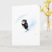 Carte Joyeux anniversaire de ski (Fleur jaune)