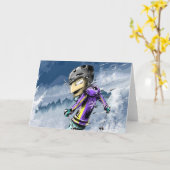 Carte Joyeux anniversaire de ski (Fleur jaune)