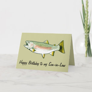 Carte Joyeux anniversaire de son beau-fils : truite arc-