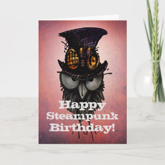 Carte Joyeux anniversaire de Steampunk ! - Hibou (Devant)