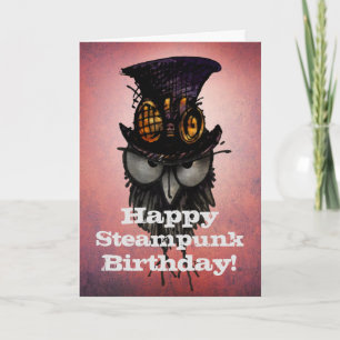 Carte Joyeux anniversaire de Steampunk ! - Hibou