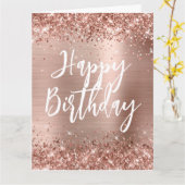 Carte Joyeux Anniversaire de Style Manuscrit Paillettes (Fleur jaune)