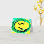 Carte Joyeux anniversaire de surfer (Fleur jaune)