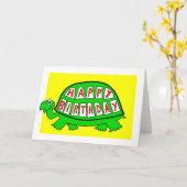 Carte Joyeux anniversaire de tortue (Fleur jaune)
