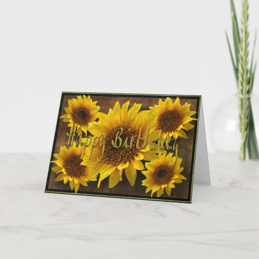 Carte Joyeux anniversaire de tournesols terreux (Devant)