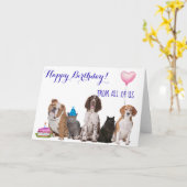 Carte Joyeux anniversaire de tous nous Chien Chat (Fleur jaune)