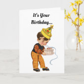 Carte Joyeux anniversaire de vintage Boy (Fleur jaune)