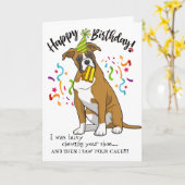 Carte Joyeux anniversaire de votre chien de boxe Buddy (Fleur jaune)