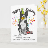 Carte Joyeux anniversaire de votre frontière Collie Chie (Fleur jaune)