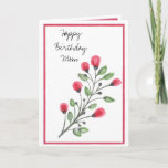 Carte Joyeux anniversaire de Watercolor Flowers<br><div class="desc">Watercolor red and magenta Flowers Happy Birthday card for Mother</div>