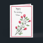 Carte Joyeux anniversaire de Watercolor Flowers<br><div class="desc">Watercolor red and magenta Flowers Happy Birthday card for Mother</div>
