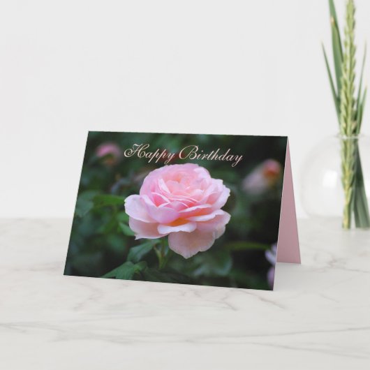 Carte Joyeux Anniversaire Délicat Rose (Devant)