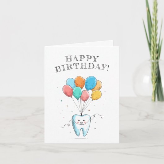 Carte Joyeux Anniversaire Dentiste Mignon (Devant)