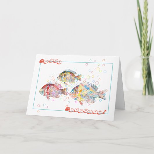Carte Joyeux anniversaire (des carpes colorées) (Devant)