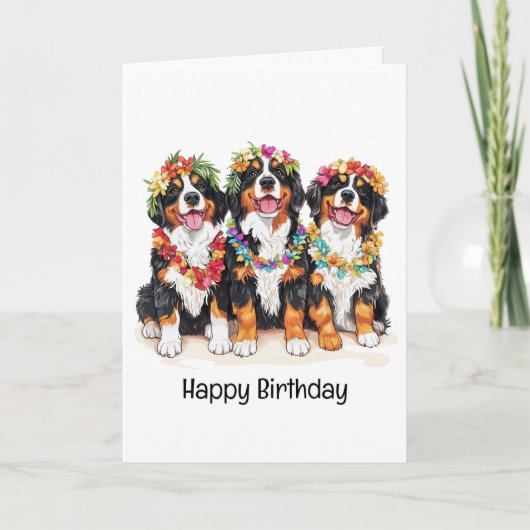 Carte Joyeux Anniversaire des chiens de montagne bernois (Devant)