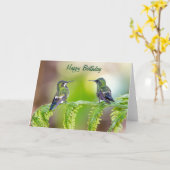 Carte Joyeux anniversaire des colibris verts (Fleur jaune)