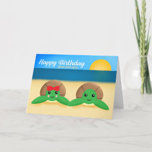 Carte Joyeux anniversaire des deux tortues de mer mignon