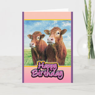 Carte Joyeux anniversaire des garçons de vache
