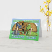 Carte Joyeux Anniversaire des jumeaux, paire de dragons  (Fleur jaune)