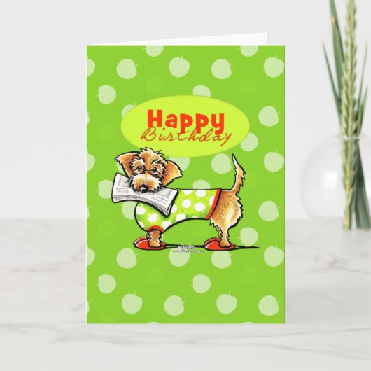 Carte Joyeux anniversaire des pommes de Dachshund (Devant)