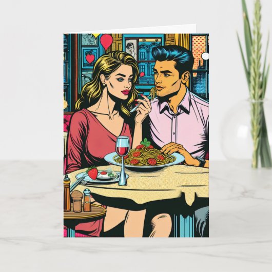 Carte Joyeux Anniversaire | Dîner de Spaghettis (Devant)