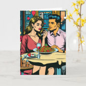 Carte Joyeux Anniversaire | Dîner de Spaghettis (Fleur jaune)