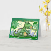Carte Joyeux anniversaire Dinosaur Card 7e anniversaire (Fleur jaune)