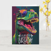 Carte Joyeux anniversaire Dinosaur Cool Jurassic (Fleur jaune)