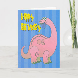 Carte Joyeux Anniversaire Dinosaure Rose