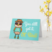 Carte Joyeux anniversaire d'oiseau illustré mignon et dr (Fleur jaune)