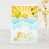 Carte Joyeux anniversaire d'or (Fleur jaune)