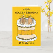 Carte Joyeux Anniversaire d'or 16 le 16ème (Fleur jaune)