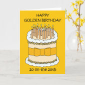 Carte Joyeux Anniversaire d'or 20 le 20 (Fleur jaune)
