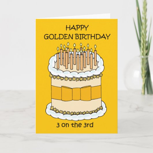 Carte Joyeux Anniversaire d'or 3 le 3ème (Devant)