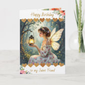 Carte Joyeux Anniversaire Douce Amie | Thème Fée (Devant)