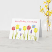 Carte Joyeux Anniversaire Douce Soeur Fleurs Tulip (Fleur jaune)
