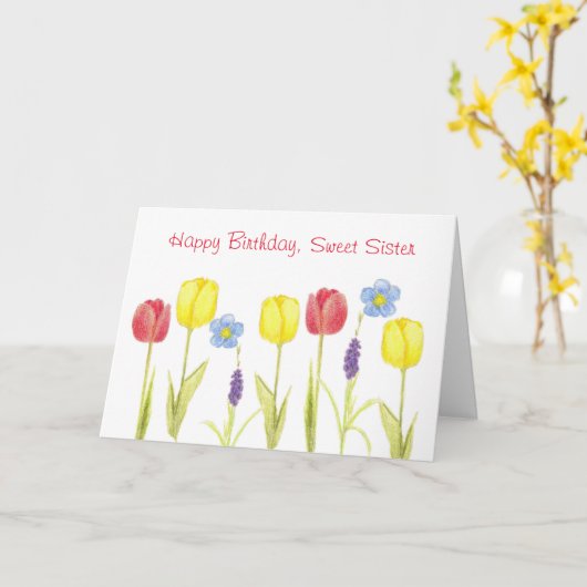 Carte Joyeux Anniversaire Douce Soeur Fleurs Tulip (Fleur jaune)