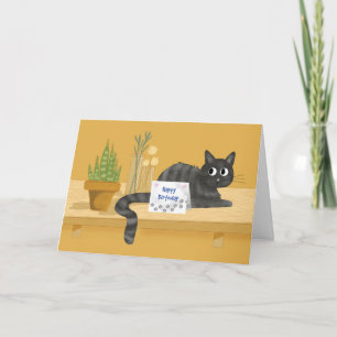 Carte Joyeux Anniversaire Drôle Chat sur table avec des 