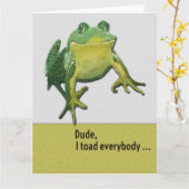 Carte Joyeux Anniversaire Drôle Hey Dude Toad Pun (Fleur jaune)