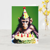 Carte Joyeux anniversaire drôle | Singe (Fleur jaune)