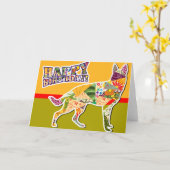 Carte Joyeux anniversaire du berger allemand (Fleur jaune)