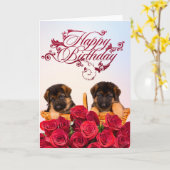 Carte Joyeux anniversaire du berger allemand Chien (Fleur jaune)