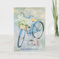 Joyeux anniversaire du Birthday Blue bike with cat