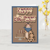 Carte Joyeux Anniversaire Du Chat (Fleur jaune)