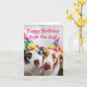 Carte Joyeux anniversaire du chien (Fleur jaune)