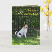 Carte Joyeux anniversaire du chien (Fleur jaune)
